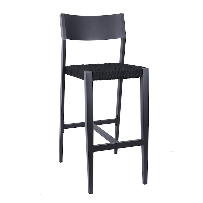 Aluminum Barstool With Black Woven Seat