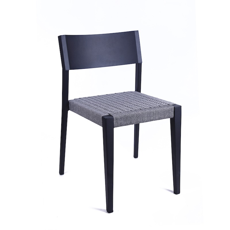 Aluminum Chair With Gray Woven Seat