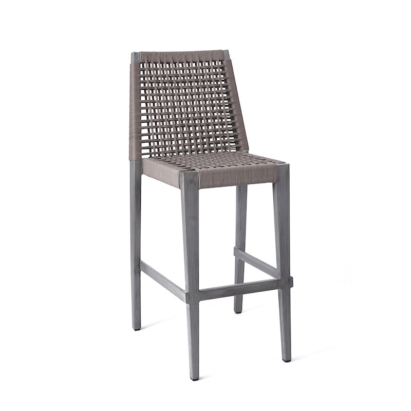 Aluminum Wood Grain Frame Rope Barstool