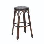 Bamboo Frame Wicker Weave Round Barstool