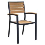 Outdoor Restaurant Faux Teak Arm Chair