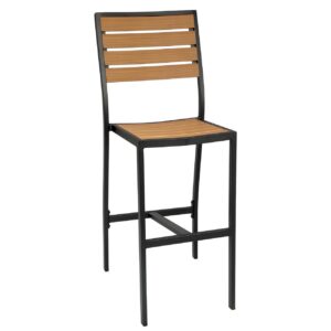 Outdoor Restaurant Faux Teak Side Barstool