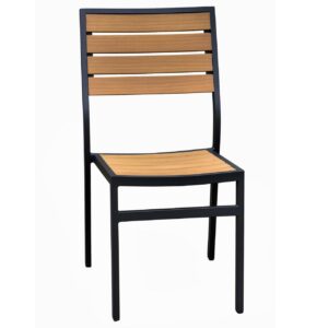 Outdoor Restaurant Faux Teak Side Chair