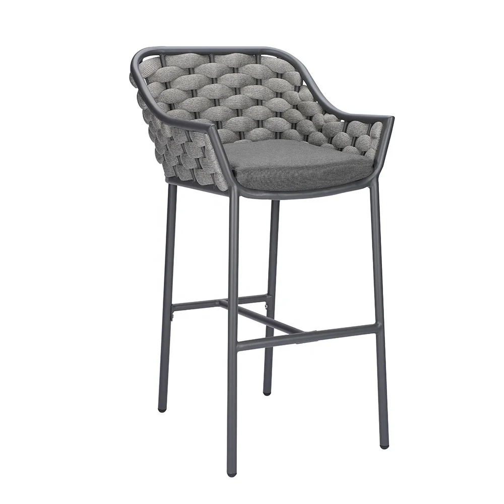 Outdoor Restaurant Rattan Arm Barstool