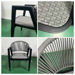 Patio Aluminum Arm Chair With Polyester Rope
