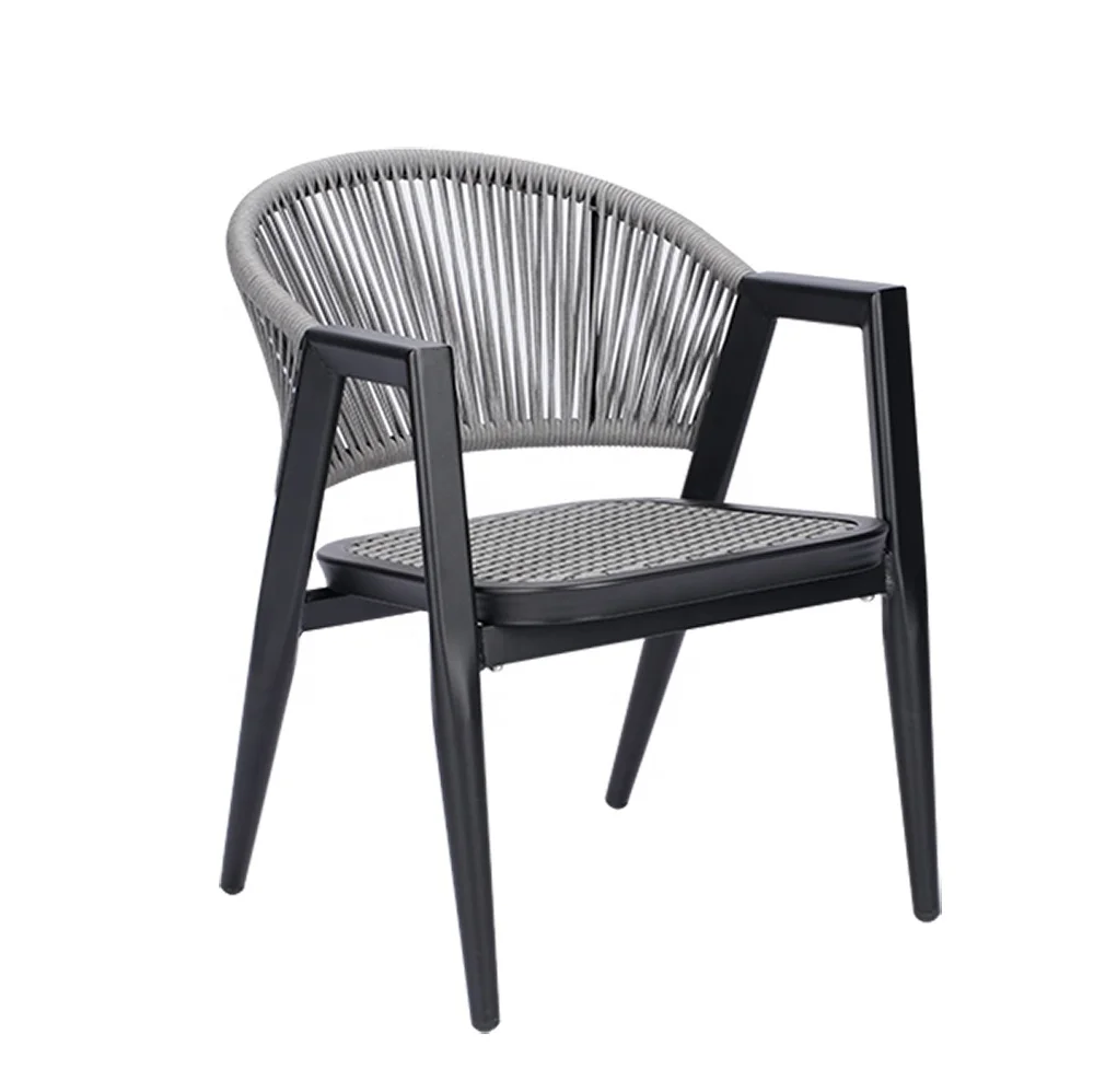 Patio Aluminum Arm Chair With Polyester Rope