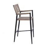 Patio Aluminum Rope Woven Arm Barstool 3