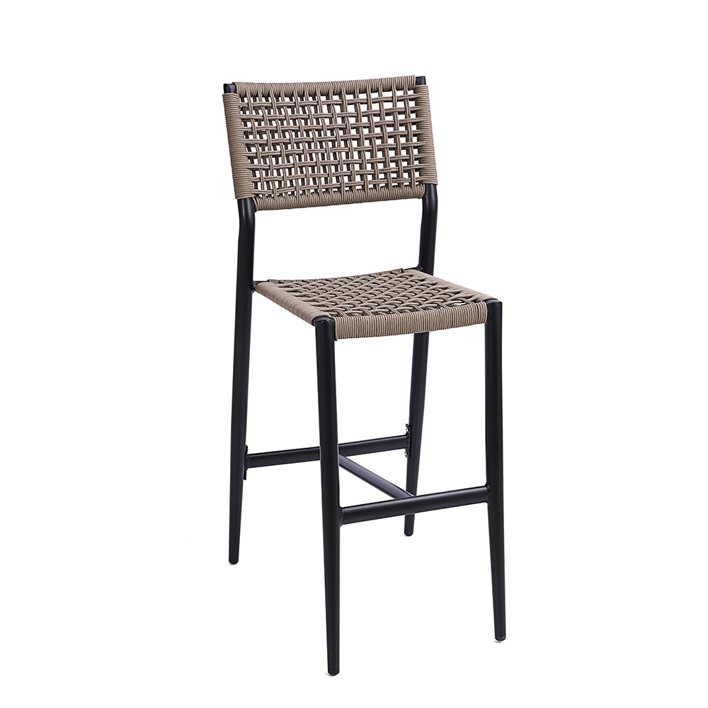 Patio Aluminum Rope Woven Side Barstool