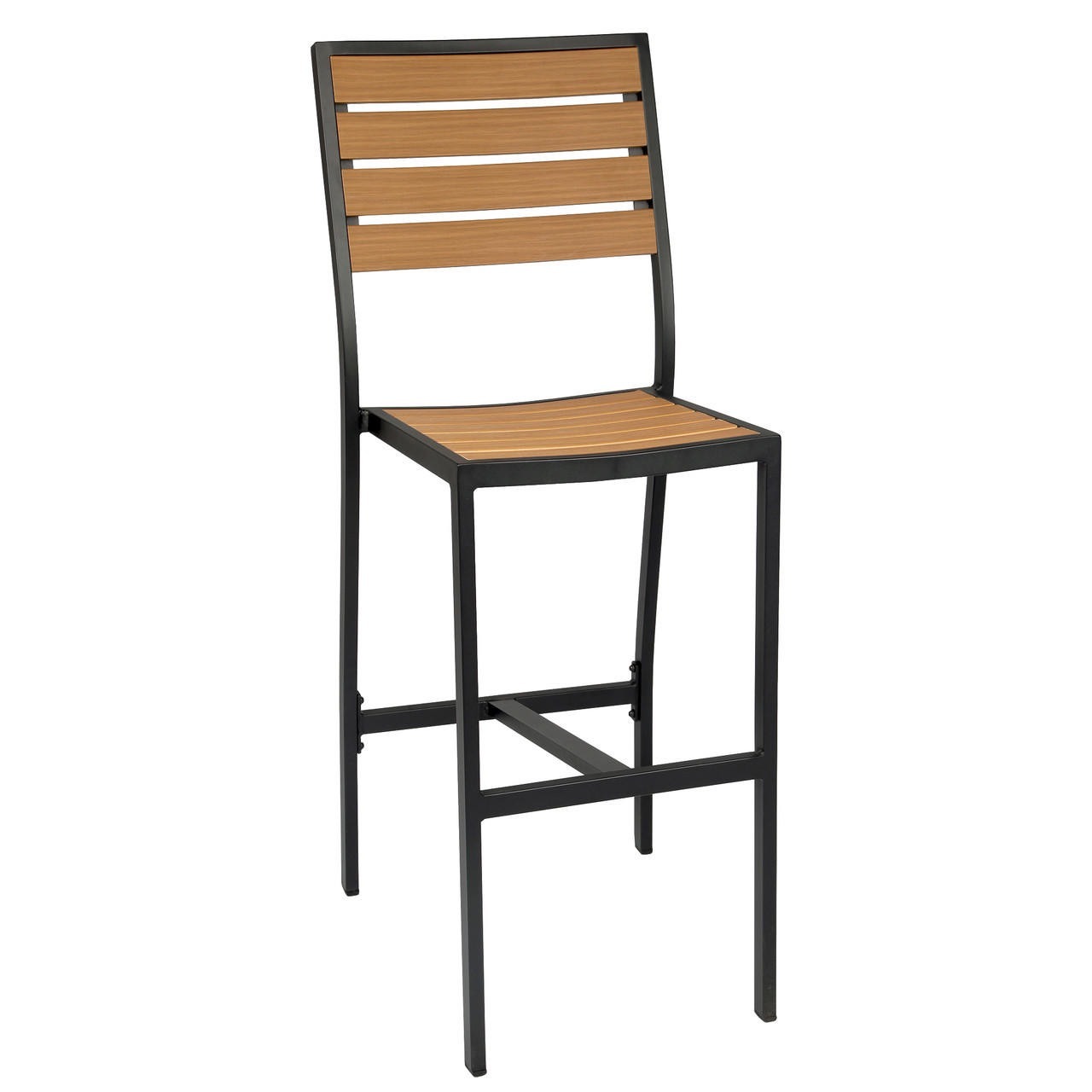 Patio Faux Teak Look Aluminum Side Barstool