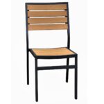 Patio Faux Teak Look Aluminum Side Chair