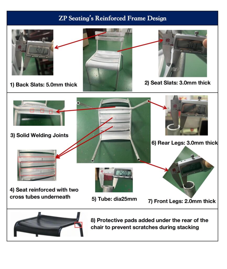 Restaurant Aluminum Chair In Black 3 Zpseating