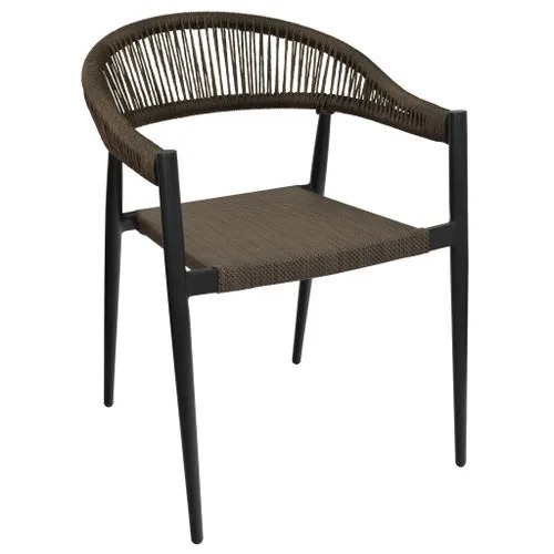 Restaurant Aluminum Rope Rattan Arm Chair