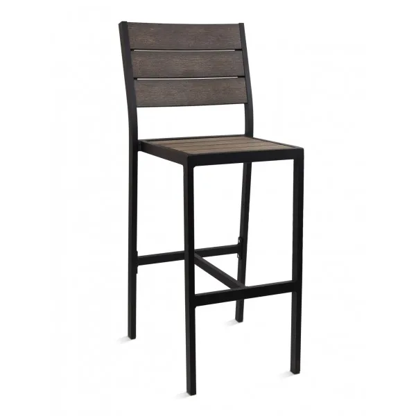 Bistro Brushed Brown Faux Teak Side Barstool