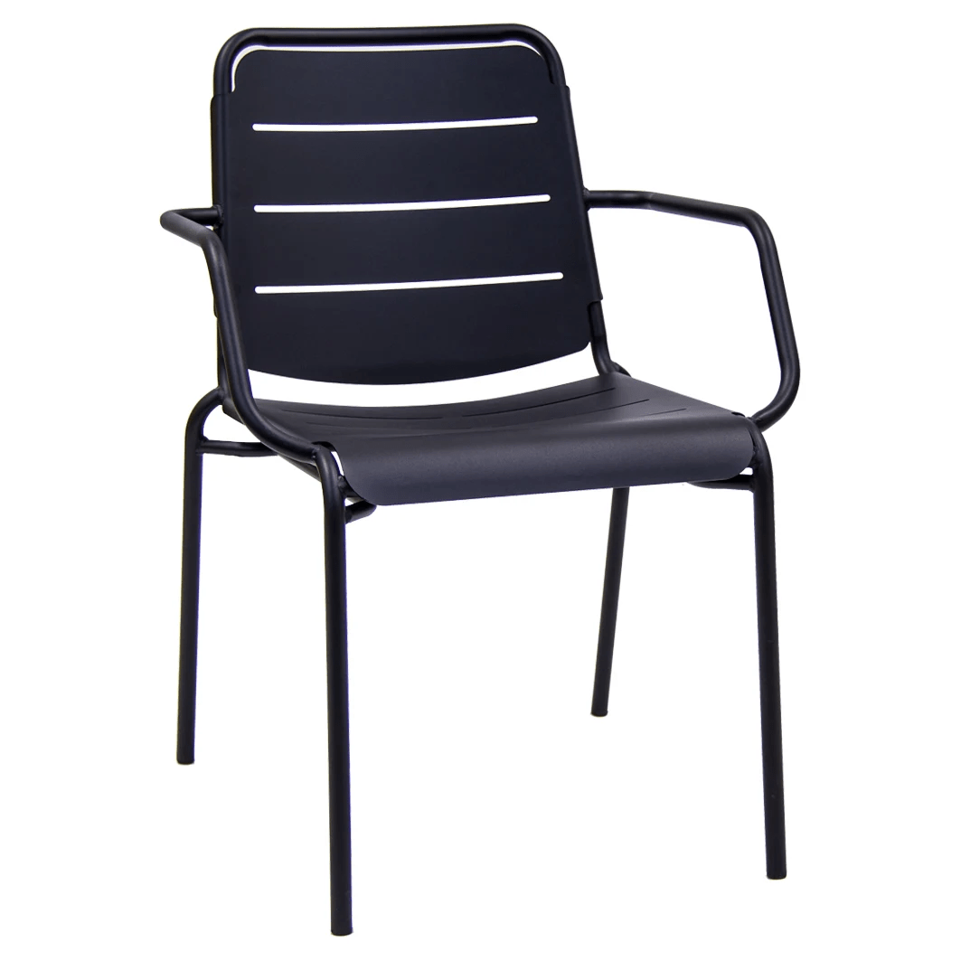 Commercial Black Metal Bistro Arm Chair