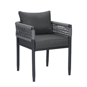 Outdoor Aluminum Chair With Gray Rope And Cushion