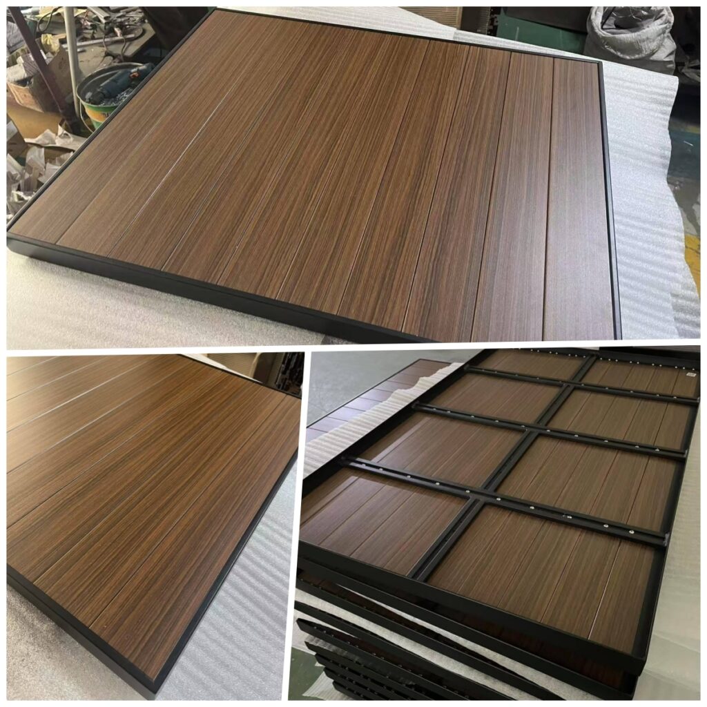 Outdoor Brown Walnut Aluminum Table Top