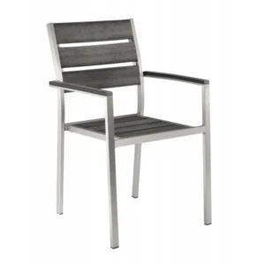 Outdoor Silver Synthetic Teak Arm Chair