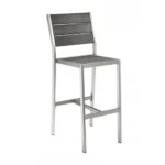 Outdoor Silver Synthetic Teak Side Barstool