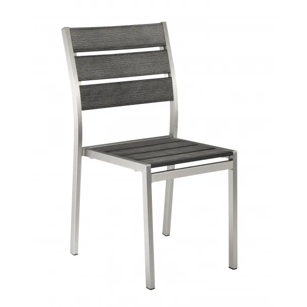 Outdoor Silver Synthetic Teak Side Chair