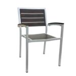 Aluminum Arm Chair With Vintage Faux Teak