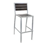 Aluminum Barstool With Vintage Faux Teak