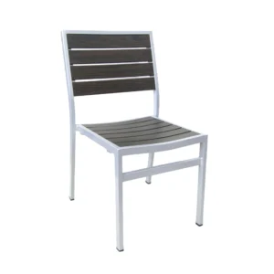 Aluminum Side Chair With Vintage Faux Teak