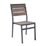 Aluminum Weathered Wood Side Chair Zp Seating Outdoor Commercial Furniture Manufacturer