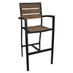 Outdoor Aluminum Antique Wood Arm Barstool Zp Seating Outdoor Commerical Furniture Manufacturer