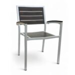 Outdoor Aluminum Arm Chair With Espresso Slats Zp Seating