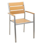 Outdoor Aluminum Arm Chair With Faux Teak Slats