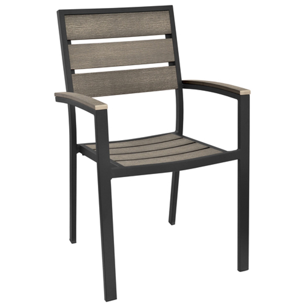 Outdoor Aluminum Gray Wood Arm Chair