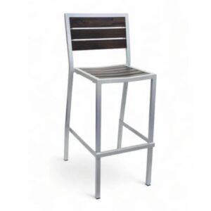 Outdoor Aluminum Side Barstool With Espresso Slats Zp Seating