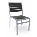 Outdoor Aluminum Side Chair With Espresso Slats Zp Seating