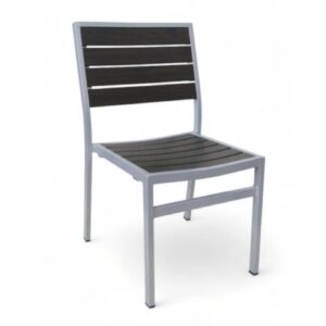 Outdoor Aluminum Side Chair With Espresso Slats Zp Seating