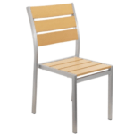 Outdoor Aluminum Side Chair With Faux Teak Slats