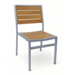 Aluminum Side Chair With Natural Faux Teak Zp Seating