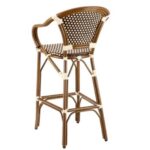 Bamboo Frame Bistro Wicker Arm Barstool Zp Seating 1