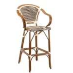 Bamboo Frame Bistro Wicker Arm Barstool Zp Seating