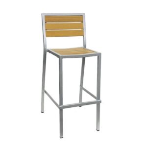 Bistro Side Barstool With Natural Faux Teak