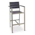 Brushed Brown Teak Outdoor Arm Barstool Zp Seating