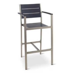Brushed Brown Teak Outdoor Arm Barstool Zp Seating