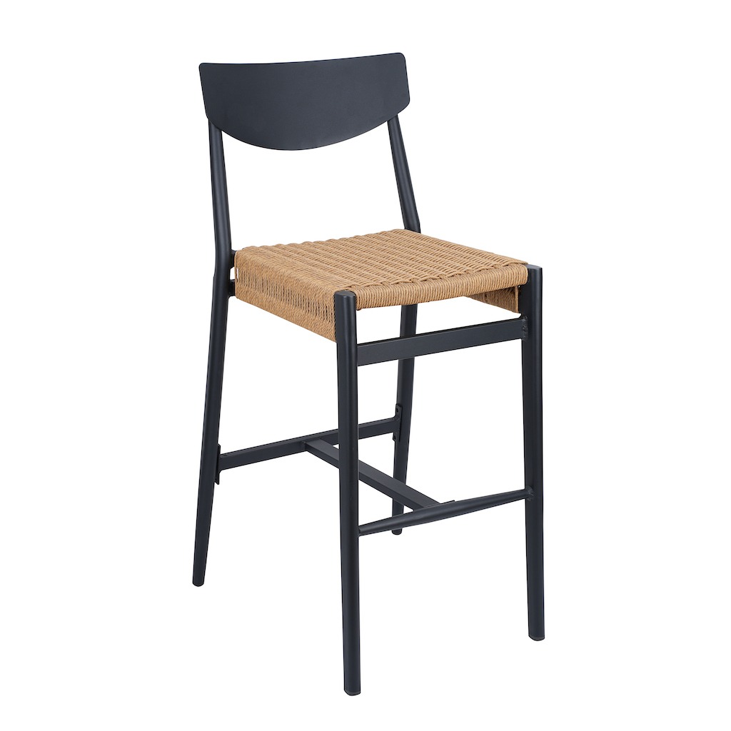 Curved Back Aluminum Barstool With Rattan Seat Zp Seating