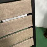 Light Gray Teak Aluminum Side Chair Zp Seating Detail