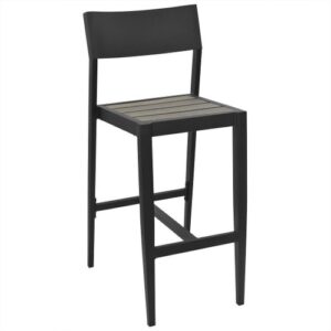 Outdoor Aluminum Barstool With Gray Slats Zp Seating