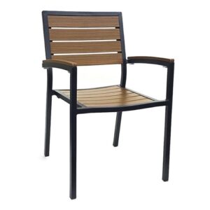 Patio Arm Chair With Faux Teak In Pecan Zp Seating