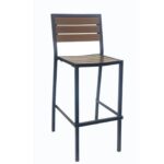 Patio Side Barstool With Faux Teak In Pecan Zp Seating