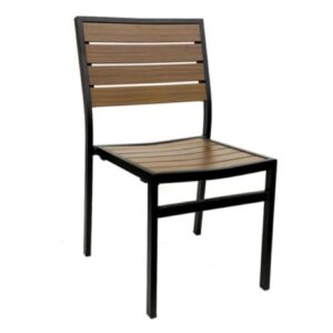 Patio Side Chair With Faux Teak In Pecan Zp Seating