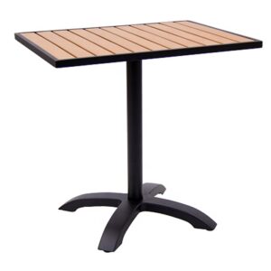 Aluminum Faux Teak Table For Restaurant