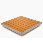 Patio Aluminum Silver Frame Faux Teak Top