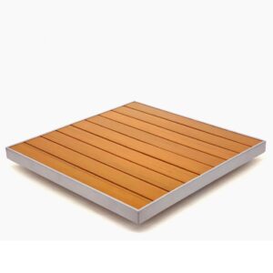 Patio Aluminum Silver Frame Faux Teak Top